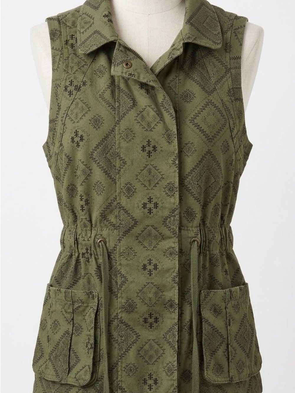 Jolt Olive Green Geometric Utility Military Vest L